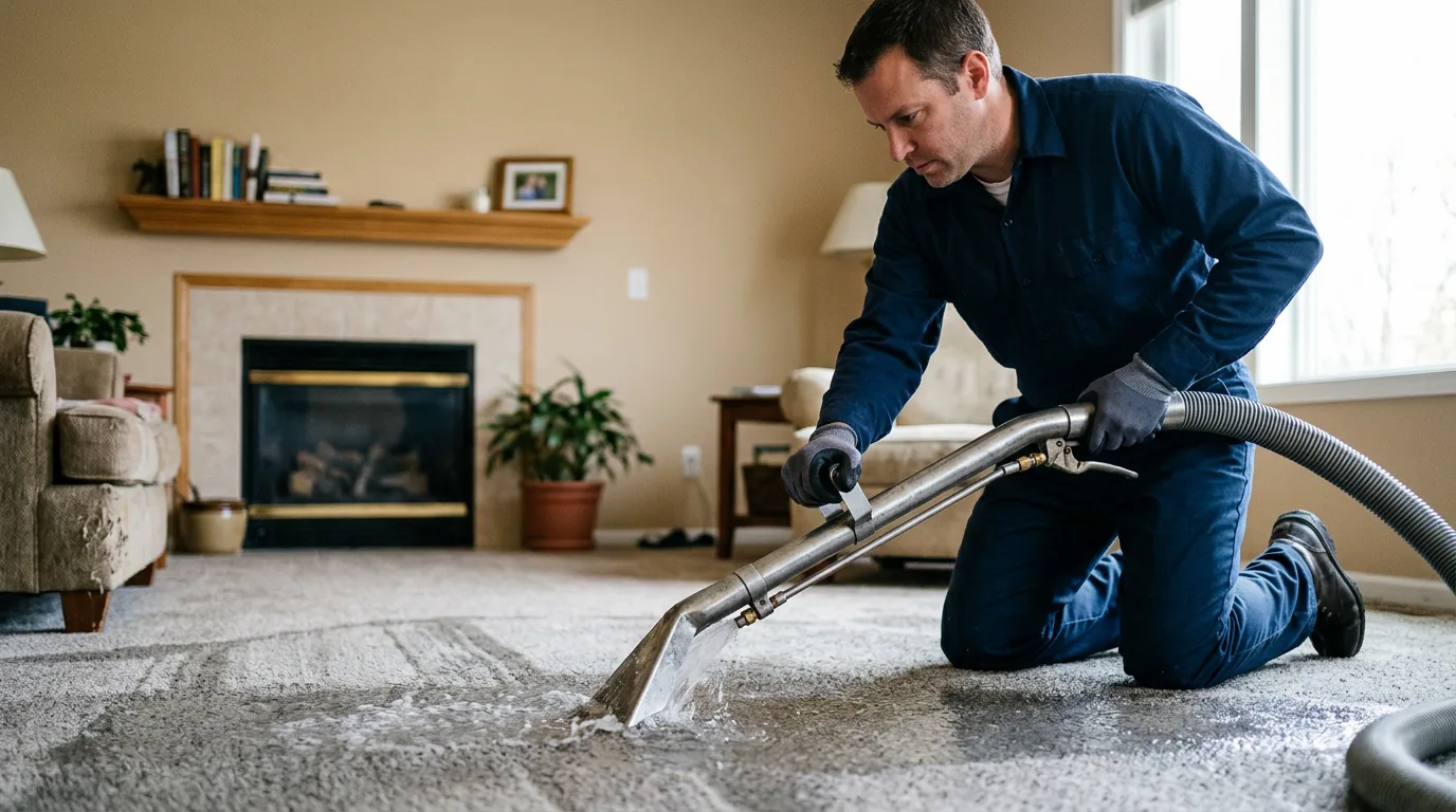 Water damage restoration technician working near Morris, CT